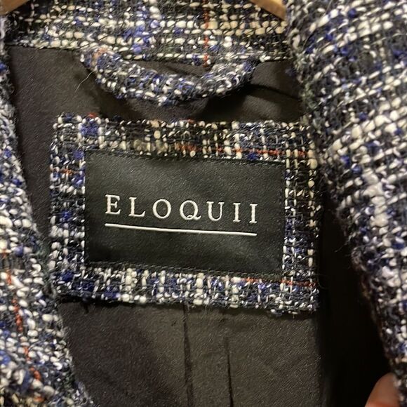 Eloquii woman’s black and white and blue tweed jacket - Picture 8 of 12